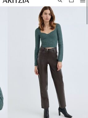 Wilfred Aritzia Greer Sweater in Heathered Teal Suave Green